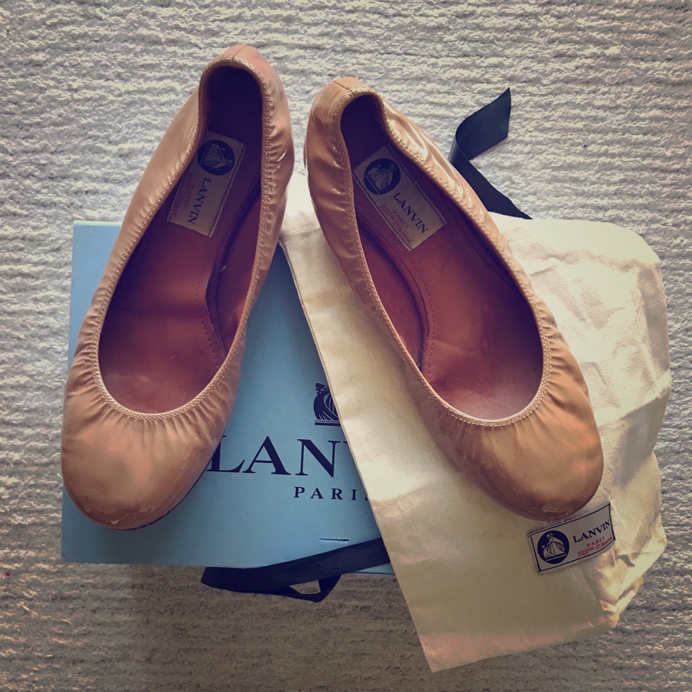 Lanvin Nude Patent Ballet Flats